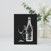 Röntgenfeest Skelet & Wijn - B&W Briefkaart (Staand voorkant)