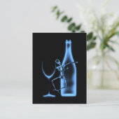 Röntgenfeest Skelet & Wijn - Blauw Briefkaart (Staand voorkant)