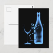 Röntgenfeest Skelet & Wijn - Blauw Briefkaart (Voorkant / Achterkant)
