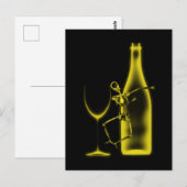 Röntgenfeest Skelet & Wijn - Geel Briefkaart (Voorkant / Achterkant)