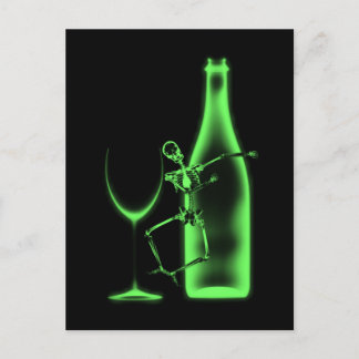 Röntgenfeest Skelet & Wijn - Groen Briefkaart
