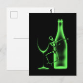 Röntgenfeest Skelet & Wijn - Groen Briefkaart (Voorkant / Achterkant)