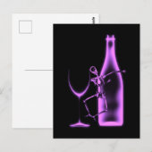 Röntgenfeest Skelet & Wijn - Lichtpaars Briefkaart (Voorkant / Achterkant)
