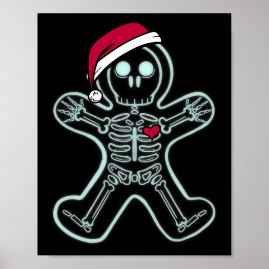 Röntgenfoto Gingerbread Man Skeleton Christmas Nur Poster (Voorkant)