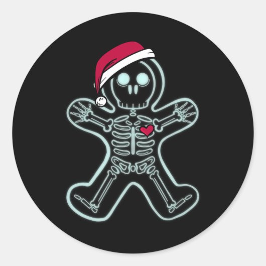 Röntgenfoto Gingerbread Man Skeleton Christmas Nur Ronde Sticker (Voorkant)