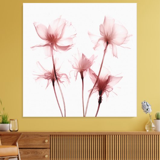 Röntgenfoto Roze Anjerbloemen Canvas Afdruk (Insitu (Woonkamer))
