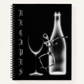 Röntgenfoto Skeleton Wijnfles Receptenboek - B&W Notitieboek (Voorkant)