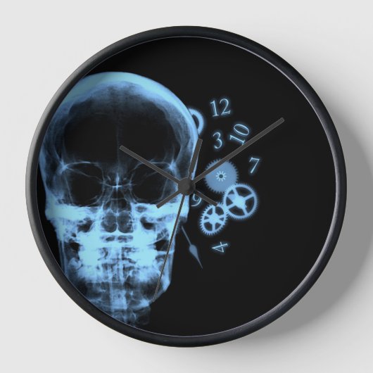 Röntgenfoto Skull & Clock Onderdelen - Blauw (Voorkant)