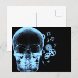 Röntgenfoto Skull & Clock Onderdelen - Blauw Briefkaart