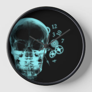 Röntgenfoto Skull & Clock Onderdelen - Blauwgroen