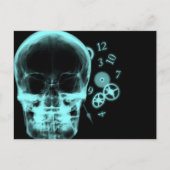 Röntgenfoto Skull & Clock Onderdelen - Blauwgroen Briefkaart (Voorkant)