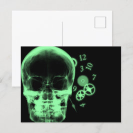 Röntgenfoto Skull & Clock Onderdelen - Groen Briefkaart
