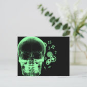 Röntgenfoto Skull & Clock Onderdelen - Groen Briefkaart (Staand voorkant)