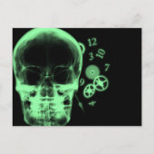 Röntgenfoto Skull & Clock Onderdelen - Groen Briefkaart (Voorkant)
