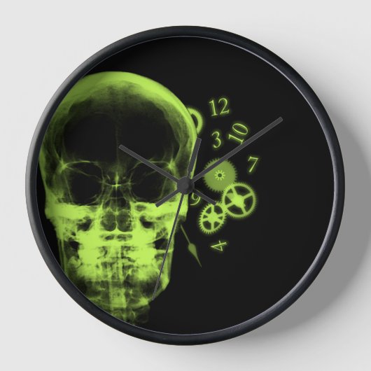 Röntgenfoto Skull & Clock Onderdelen - Lime Green (Voorkant)