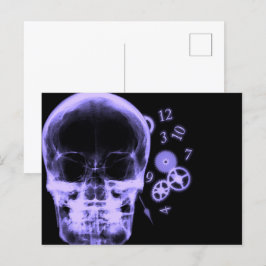 Röntgenfoto Skull & Clock Onderdelen - Paarse Briefkaart