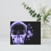 Röntgenfoto Skull & Clock Onderdelen - Paarse Briefkaart (Staand voorkant)