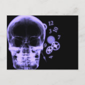 Röntgenfoto Skull & Clock Onderdelen - Paarse Briefkaart (Voorkant)