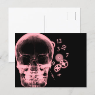 Röntgenfoto Skull & Clock Onderdelen - Rood Briefkaart