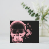 Röntgenfoto Skull & Clock Onderdelen - Rood Briefkaart (Staand voorkant)