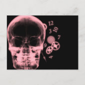 Röntgenfoto Skull & Clock Onderdelen - Rood Briefkaart (Voorkant)
