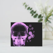 Röntgenfoto Skull & Clock Onderdelen - Roze Briefkaart (Staand voorkant)