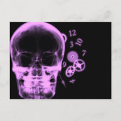 Röntgenfoto Skull & Clock Onderdelen - Roze Briefkaart (Voorkant)