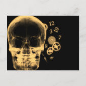 Röntgenfoto Skull & Clock Onderdelen - Sinaasappel Briefkaart (Voorkant)