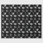Röntgenfoto Skulls Snakes Crosses Halloween Zwart  Cadeaupapier (Vlak)