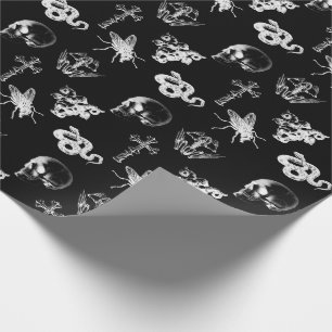 Röntgenfoto Skulls Snakes Crosses Halloween Zwart  Cadeaupapier