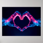 Röntgenfoto van handen in hartvorm - Neon roze en  Poster (Voorkant)