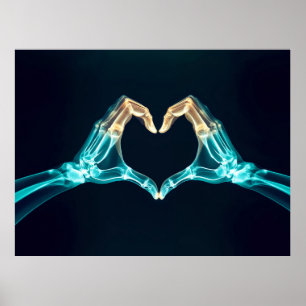Röntgenfoto van twee handen in hartvorm - anatomis poster