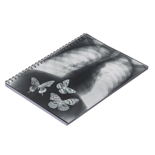 Röntgenfoto van vlinders in de maag notitieboek (Linkerzijde)