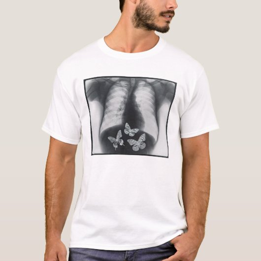 Röntgenfoto van vlinders in de maag t-shirt (Voorkant)