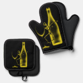 Röntgenfoto Viering Skeleton & Wine Ovenwant & Pannenlap Set (Voorkant / Achterkant)