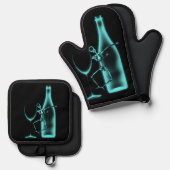 Röntgenfoto Viering Skeleton & Wine Ovenwant & Pannenlap Set (Voorkant / Achterkant)