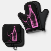 Röntgenfoto Viering Skeleton & Wine Ovenwant & Pannenlap Set (Voorkant / Achterkant)