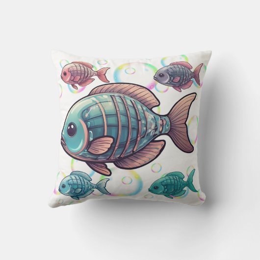 Röntgenfoto Vis Regenboog Bubbels Print Kussen (Achterkant)