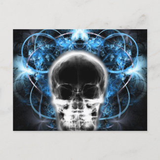Röntgenfoto vlinder fractal schedel - blauw briefkaart