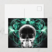 Röntgenfoto vlinder fractal schedel - Blauwgroen Briefkaart (Voorkant / Achterkant)