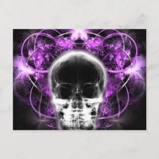 Röntgenfoto vlinder fractal schedel - Fuchsia Briefkaart