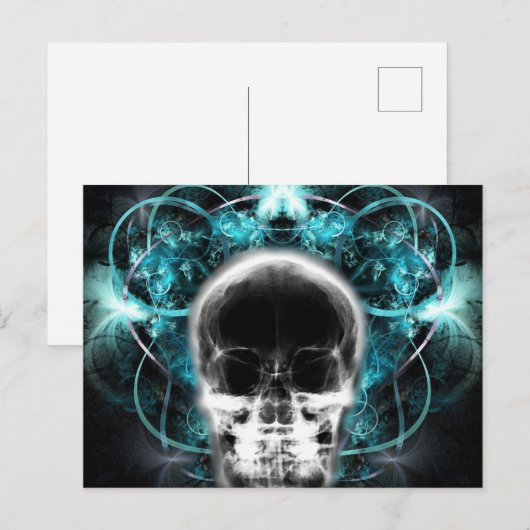 Röntgenfoto vlinder fractal schedel - lichtblauw briefkaart (Voorkant / Achterkant)