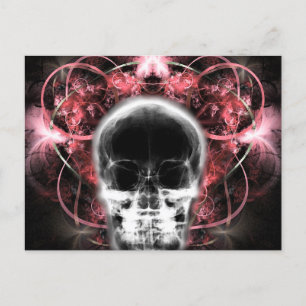 Röntgenfoto vlinder fractal schedel - rood briefkaart