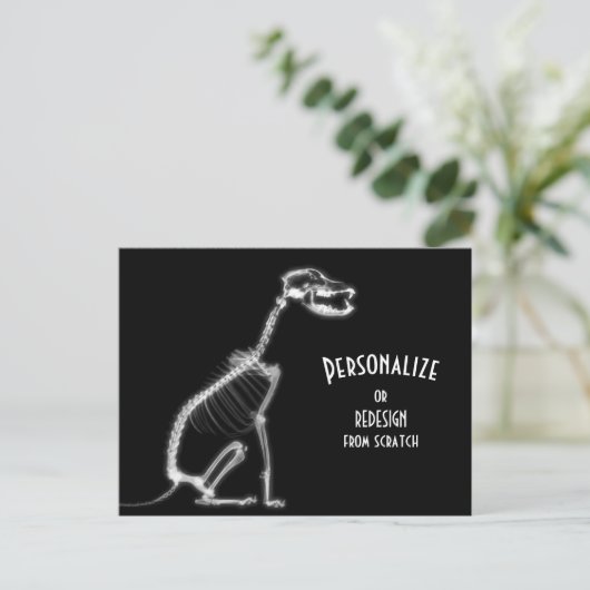 Röntgenhond - B&W Briefkaart (Staand voorkant)