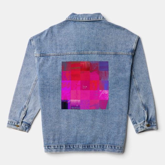 Röntgenmeisjes Glitch Art Raster Lichtroze Denim Jacket (Achterkant)