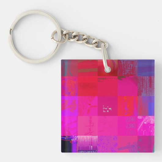 Röntgenmeisjes Glitch Art Raster Lichtroze Sleutelhanger (voorkant)