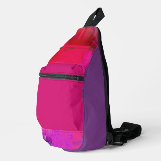 Röntgenmeisjes Glitch Art Raster Lichtroze Sling Bag (Rechterhoek)