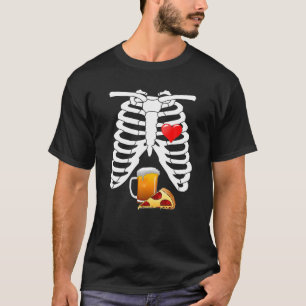 Röntgenskelet Ribs Pizza Beer Halloween Costume T-shirt