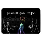 Röntgenskeletten, middernachtrol - B&W & Regenboog Magneet (Horizontaal)