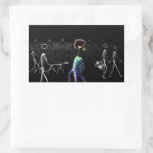 Röntgenskeletten, middernachtrol - B&W & Regenboog Rechthoekige Sticker (Tas)